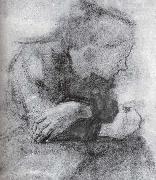 kathe kollwitz Sitting woman with crossed arms oil on canvas